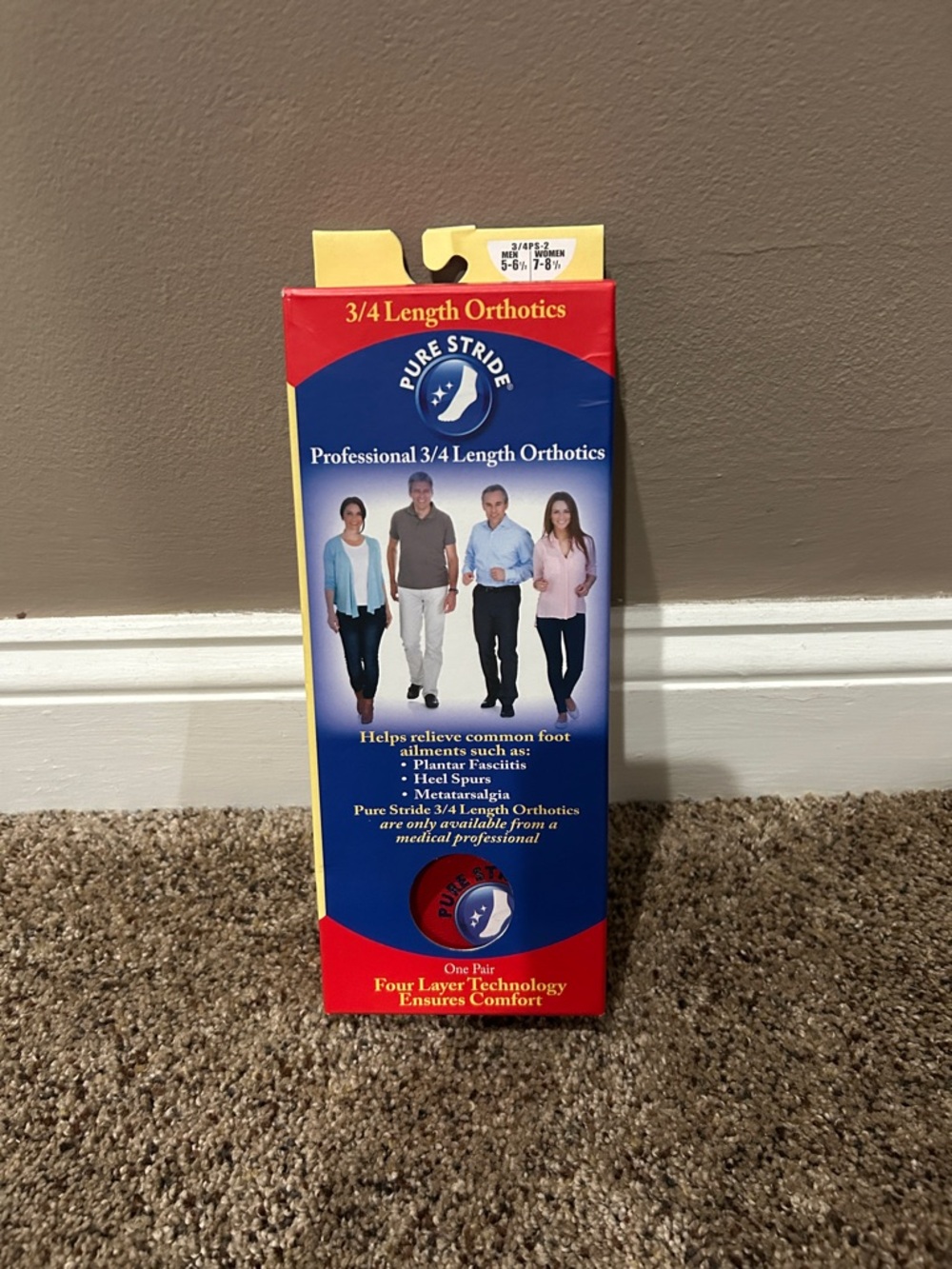 Women's 3/4 Length Orthotic Insoles - Black/Red